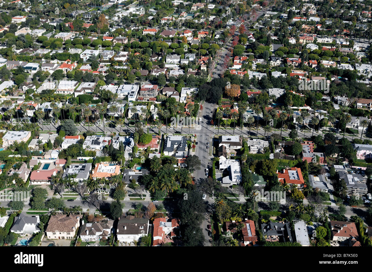 Luftaufnahme der Innenstadt von Los Angeles Stadt Blöcke Block Raster ...