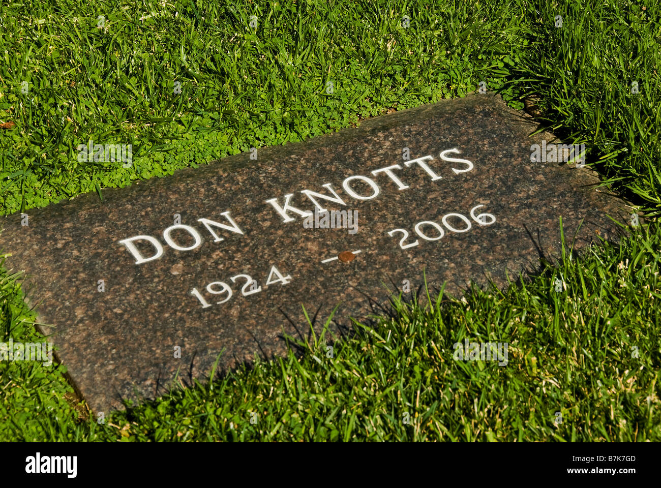 Don Knotts Schauspieler Hollywood Celebrity Graves Westwood Memorial Park Los Angeles CA Friedhof Leichenhalle letzte Ruhestätte Stockfoto