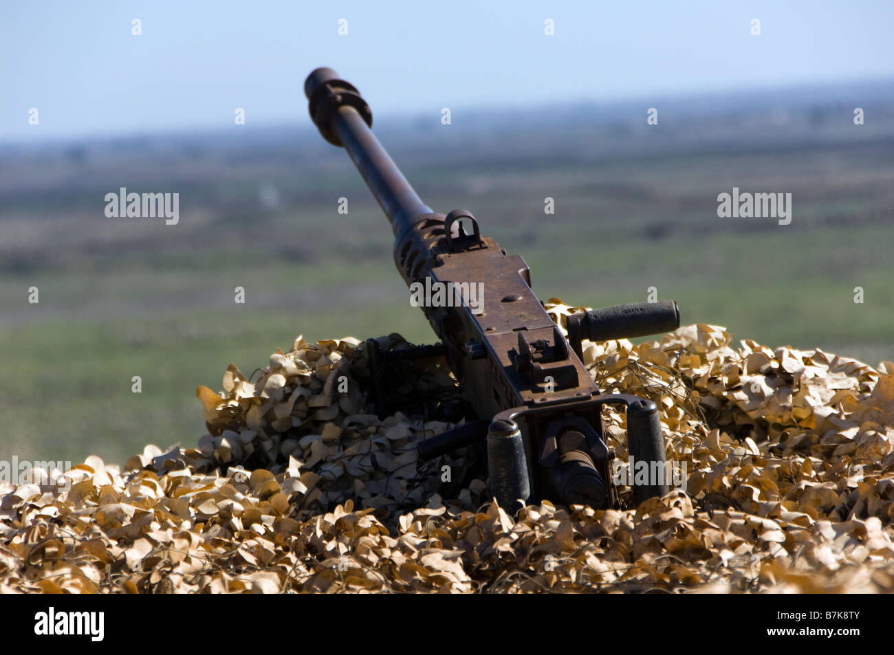 Schweres Maschinengewehr in Tel A-Saki in den Golan-Höhen Stockfoto