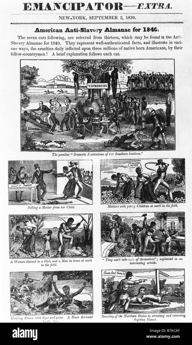 DER Befreier ein Almanach veröffentlicht von der American Anti-Slavery Society im Jahre 1839 mit Illustrationen basierend auf tatsächlichen Ereignissen Stockfoto