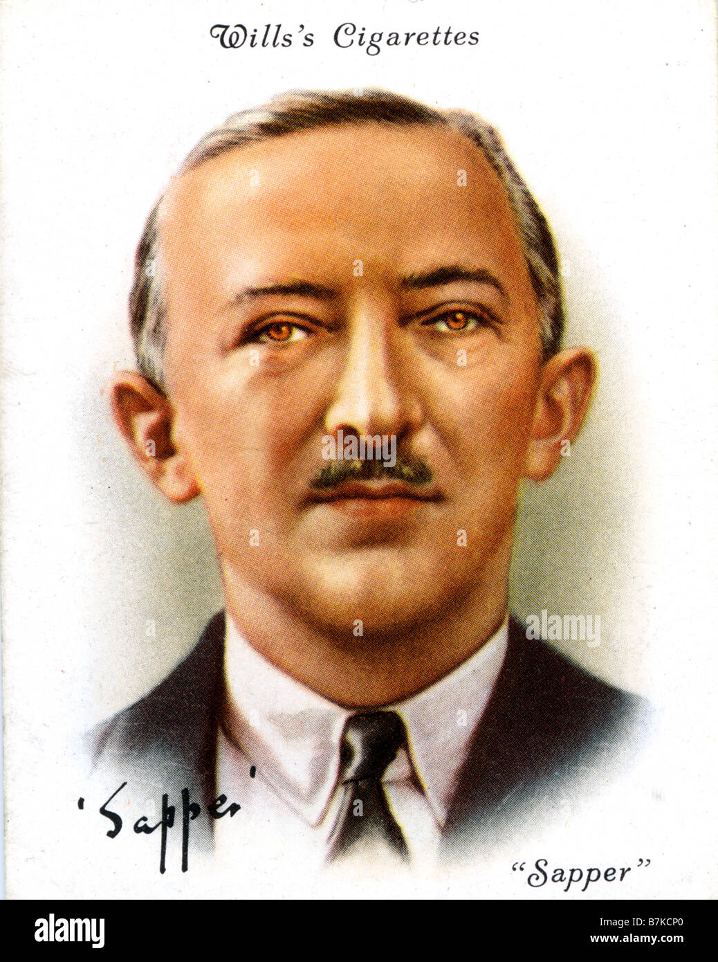 SAPPER englische Schriftsteller von Thrillern und Abenteuergeschichten, Pseudonym von Herman Cyril McNeile 1888-1937 auf eine Zigarette Karte, 1930er Jahre Stockfoto