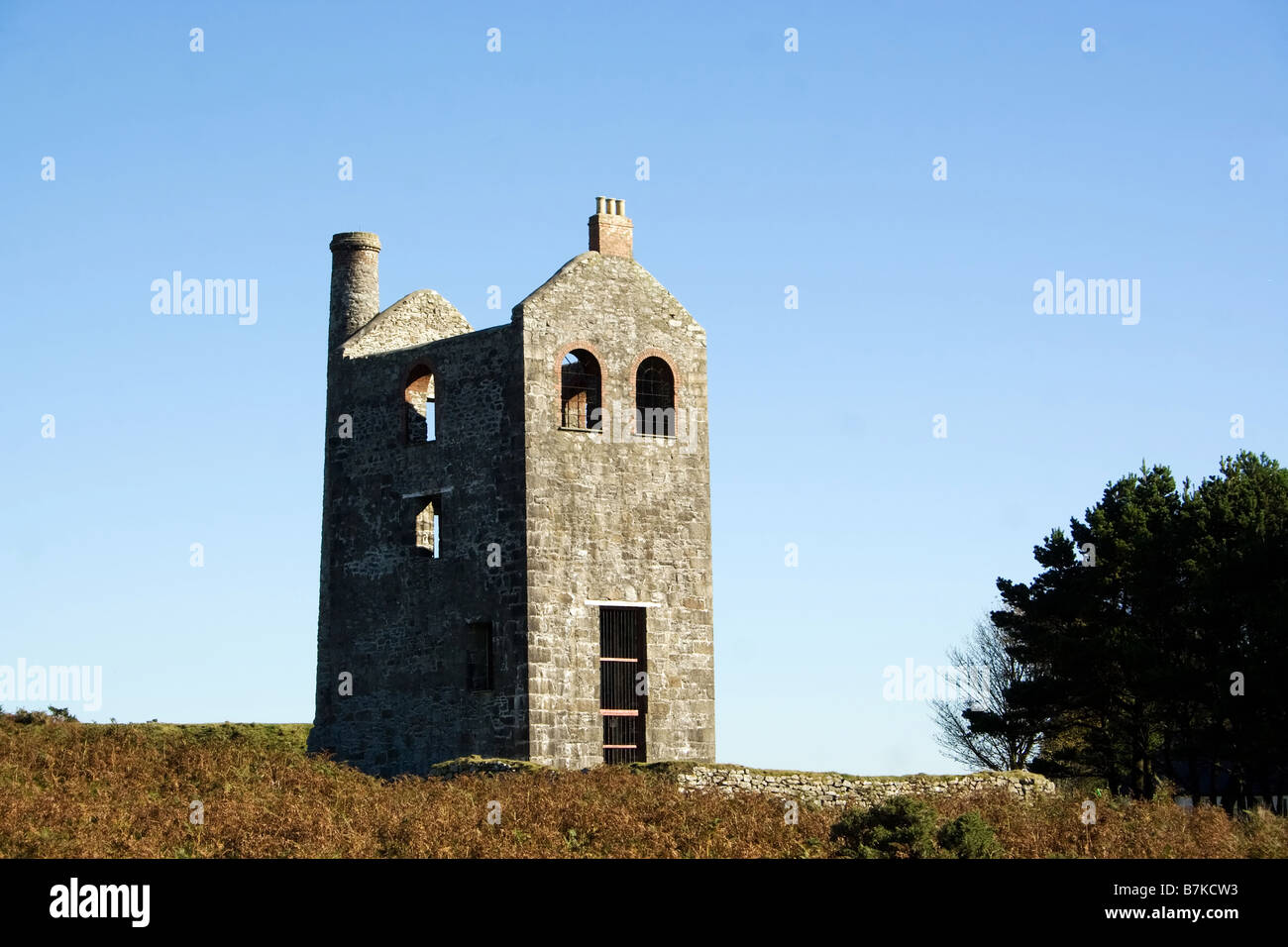 Ruinen des Maschinenhauses der alten Cornish Zinnmine Stockfoto
