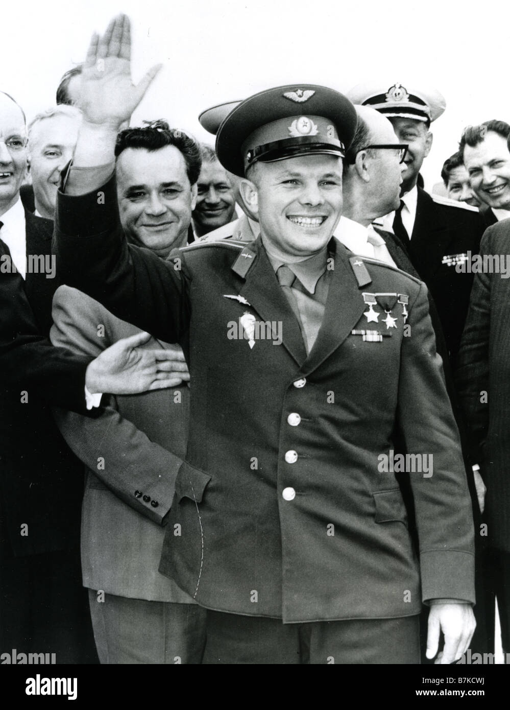 YURI GAGARIN russische Luftwaffenpilot und der erste Mensch im Weltall am 12. April 1961 gesehen hier bei seinem Besuch in London dieses Jahr Stockfoto