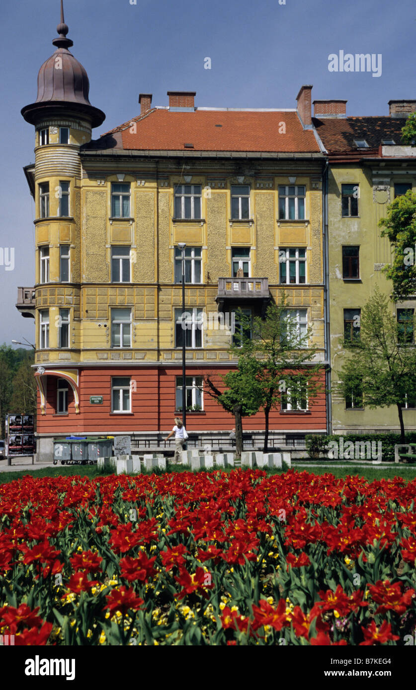 Jugendstil-Viertel von Ljubljana, Slowenien Stockfoto