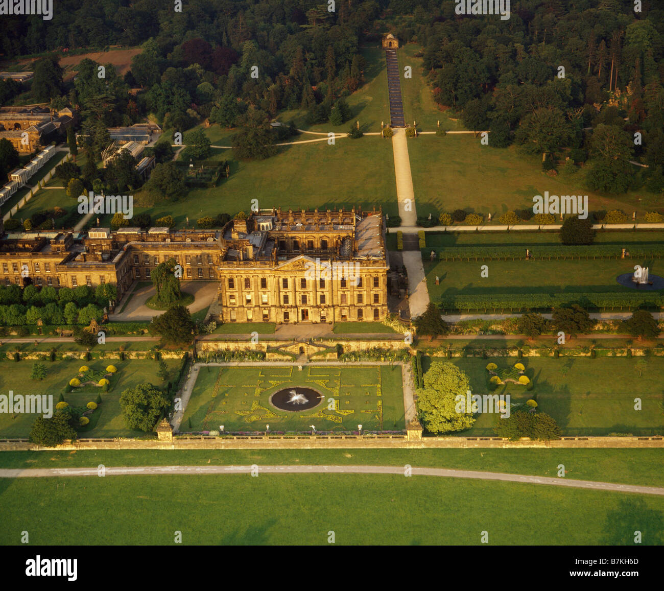 Chatsworth House Antenne Stockfoto