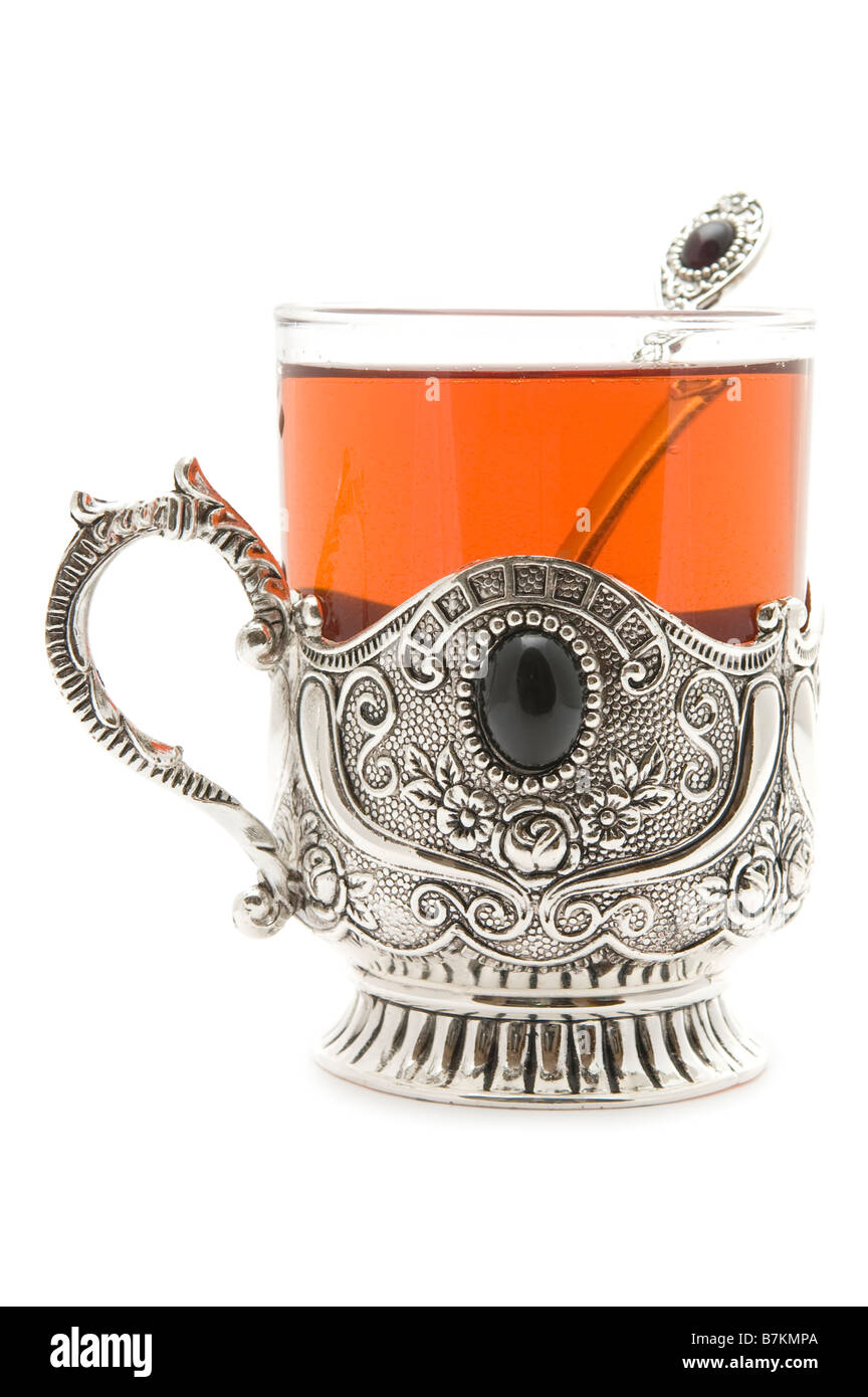 Objekt auf weiße Tasse Tee Stockfoto