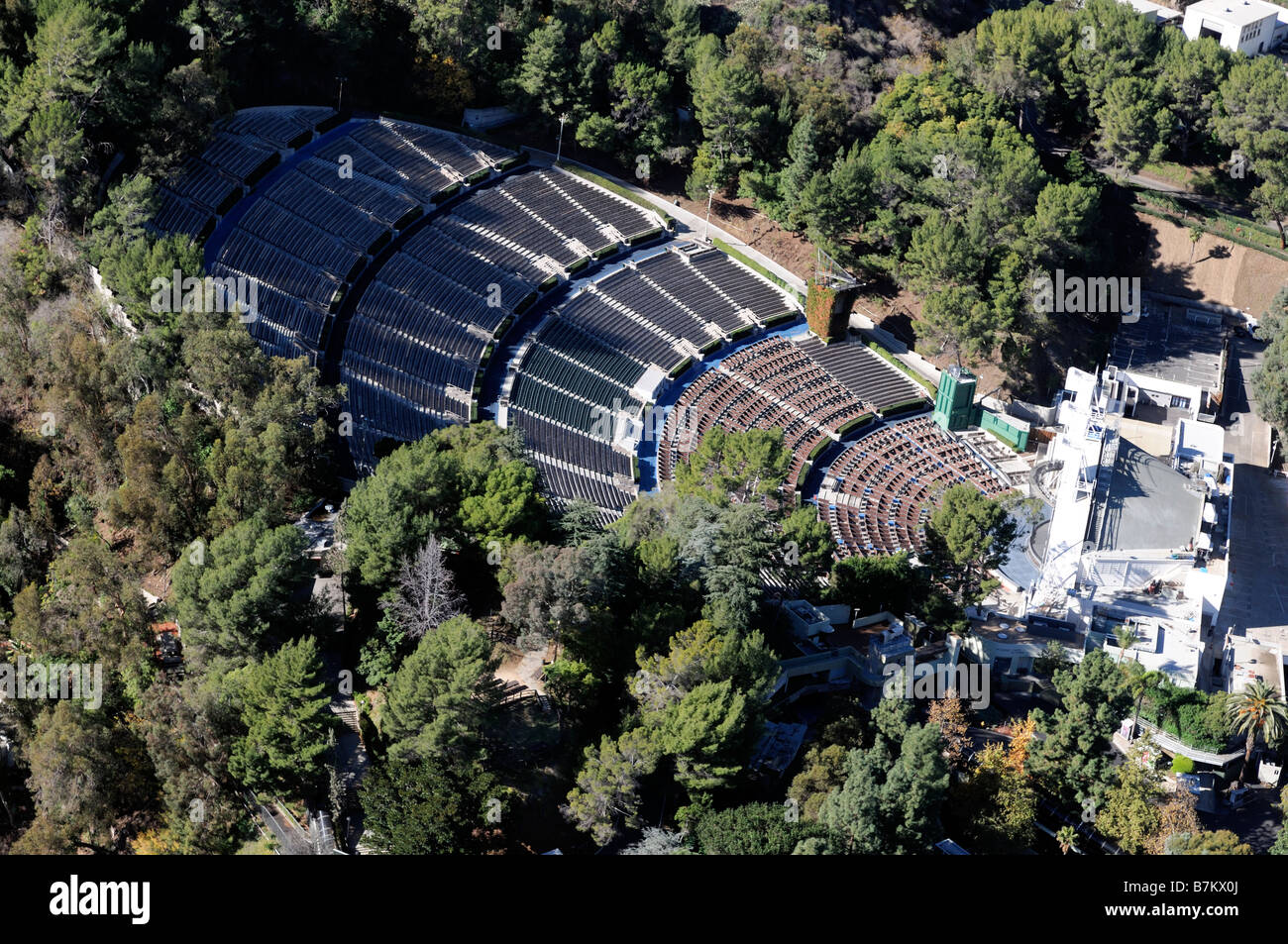 Obenliegende Luftaufnahme Bild Hollywood Bowl Konzert Park Los Angeles USA Stockfoto