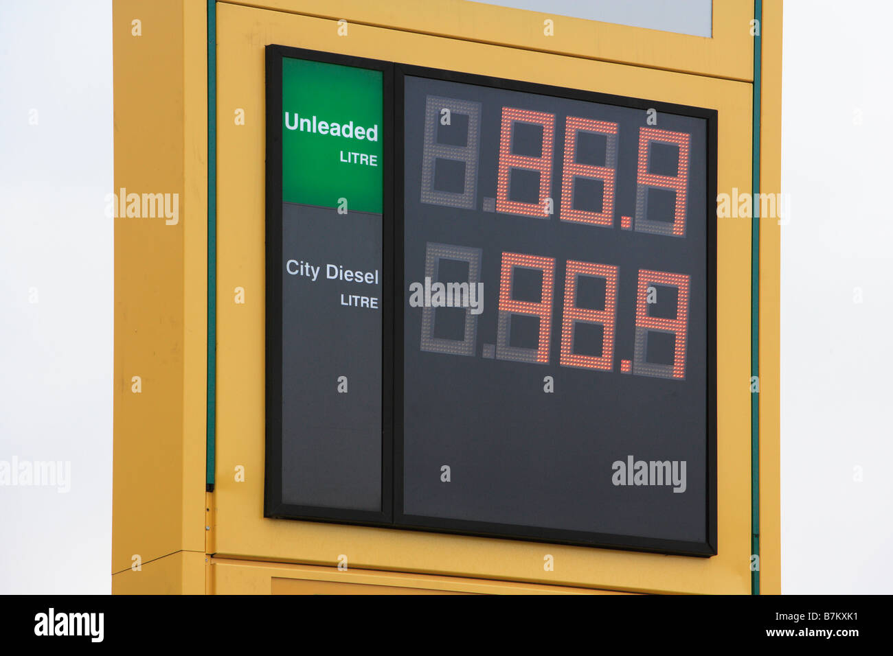 Benzin und Diesel Preise melden Stockfoto