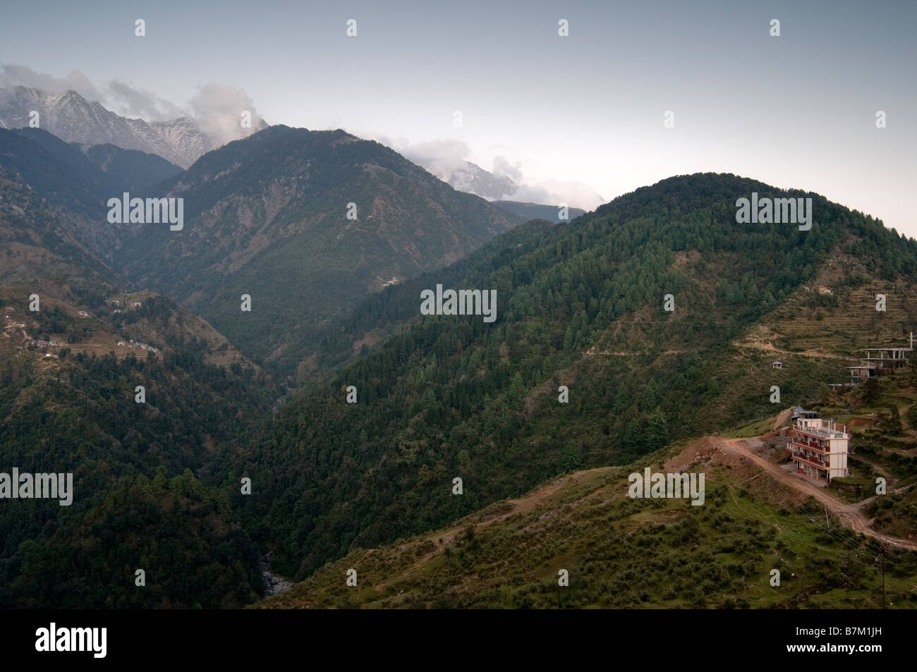 Gebirge in der Nähe von Dharamsala. Naddi. Himachal Pradesh. Indien. Stockfoto