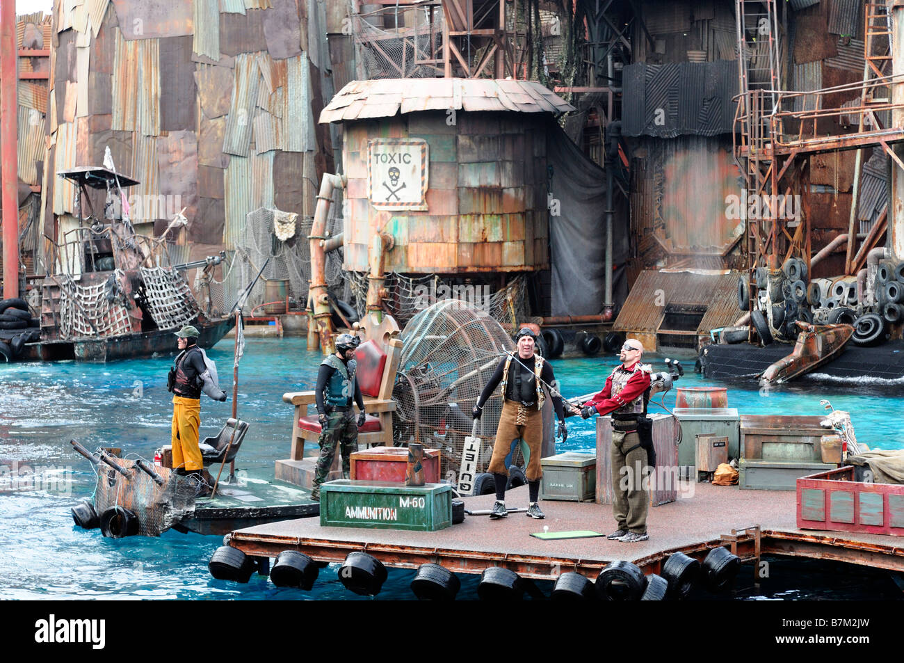 Universal Studios LA Los Angeles Hollywood California Film Film festgelegt Waterworld Vergnügungspark Thema Stockfoto