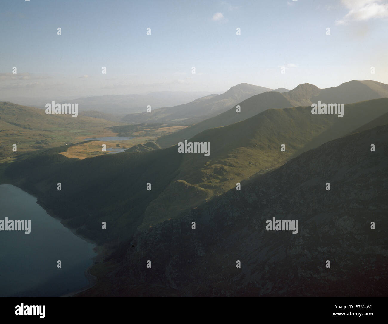 Snowdonia Antenne Blick aus einem Heißluftballon. Stockfoto