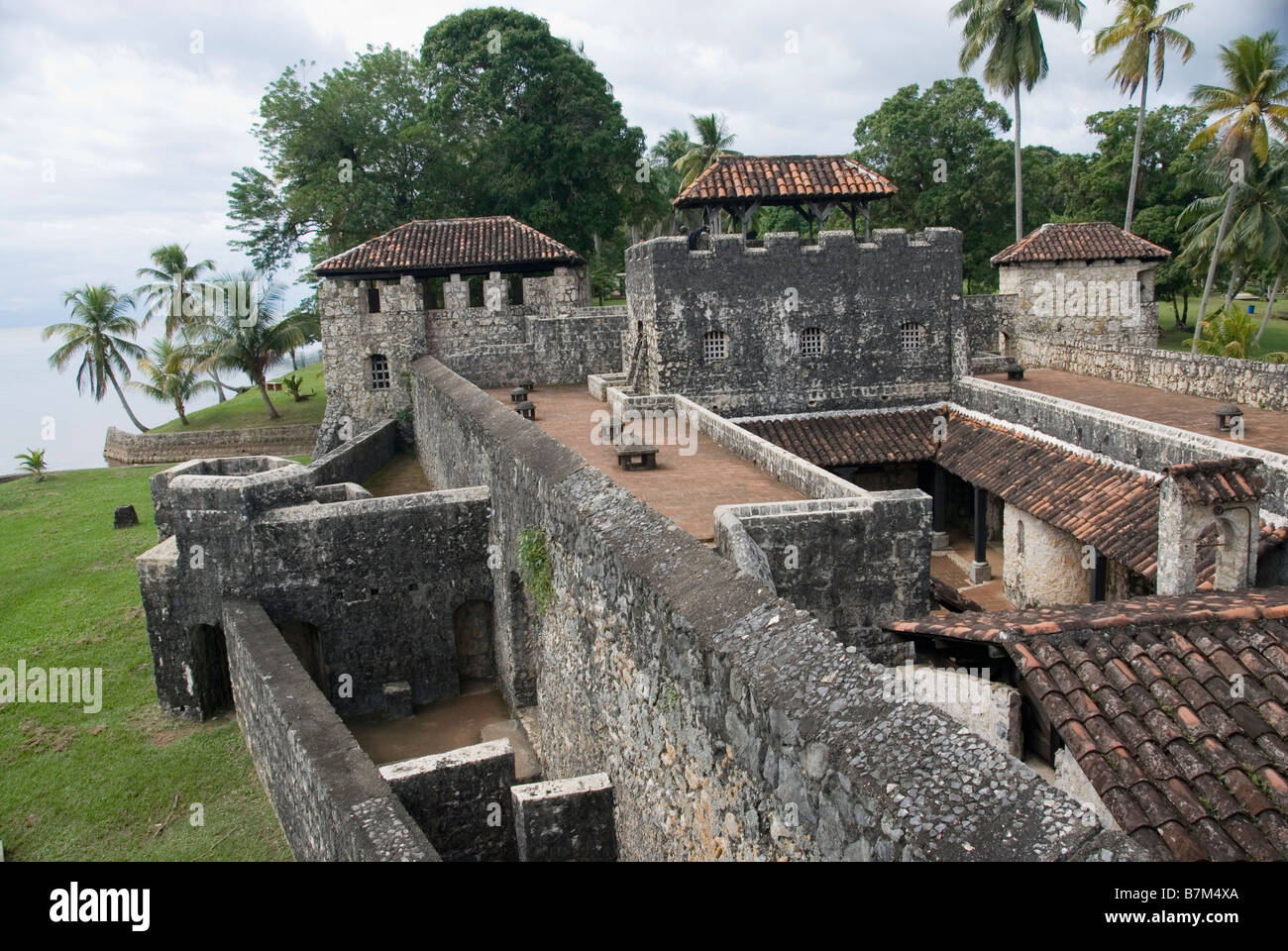 Burg von San Felipe de Lara auf See Izabal, Guatemala. Stockfoto