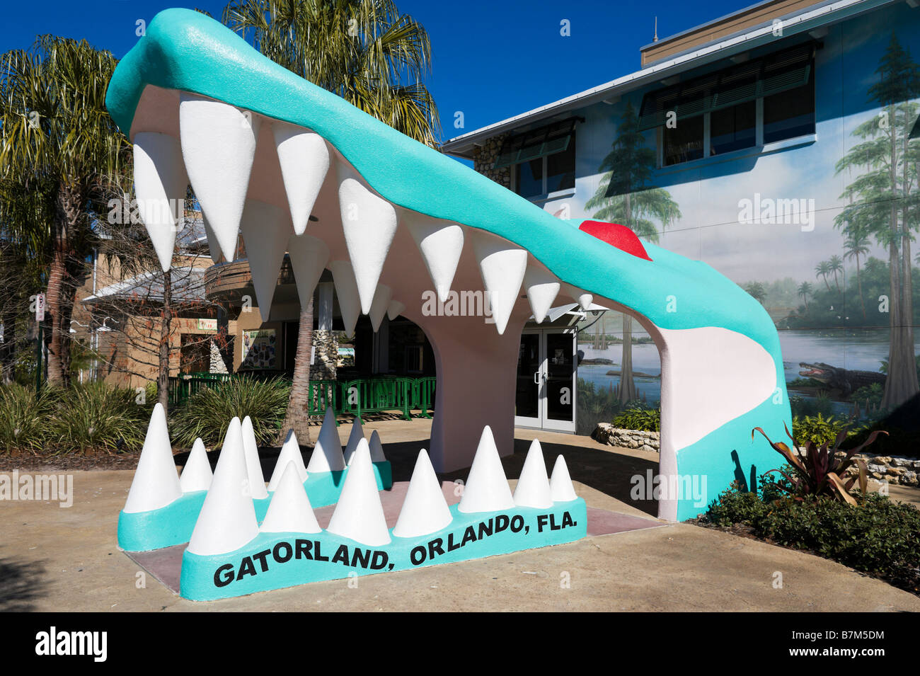 Eingang zum Gatorland, Orange Blossom Trail, Orlando, Zentral-Florida, USA Stockfoto
