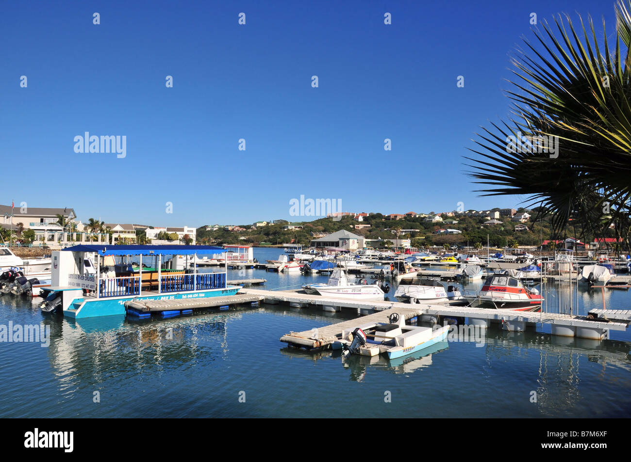 Ein sub-tropisches Paradies für Bootsbesitzer: der Royal Alfred Marina, Port Alfred, Südafrika Stockfoto