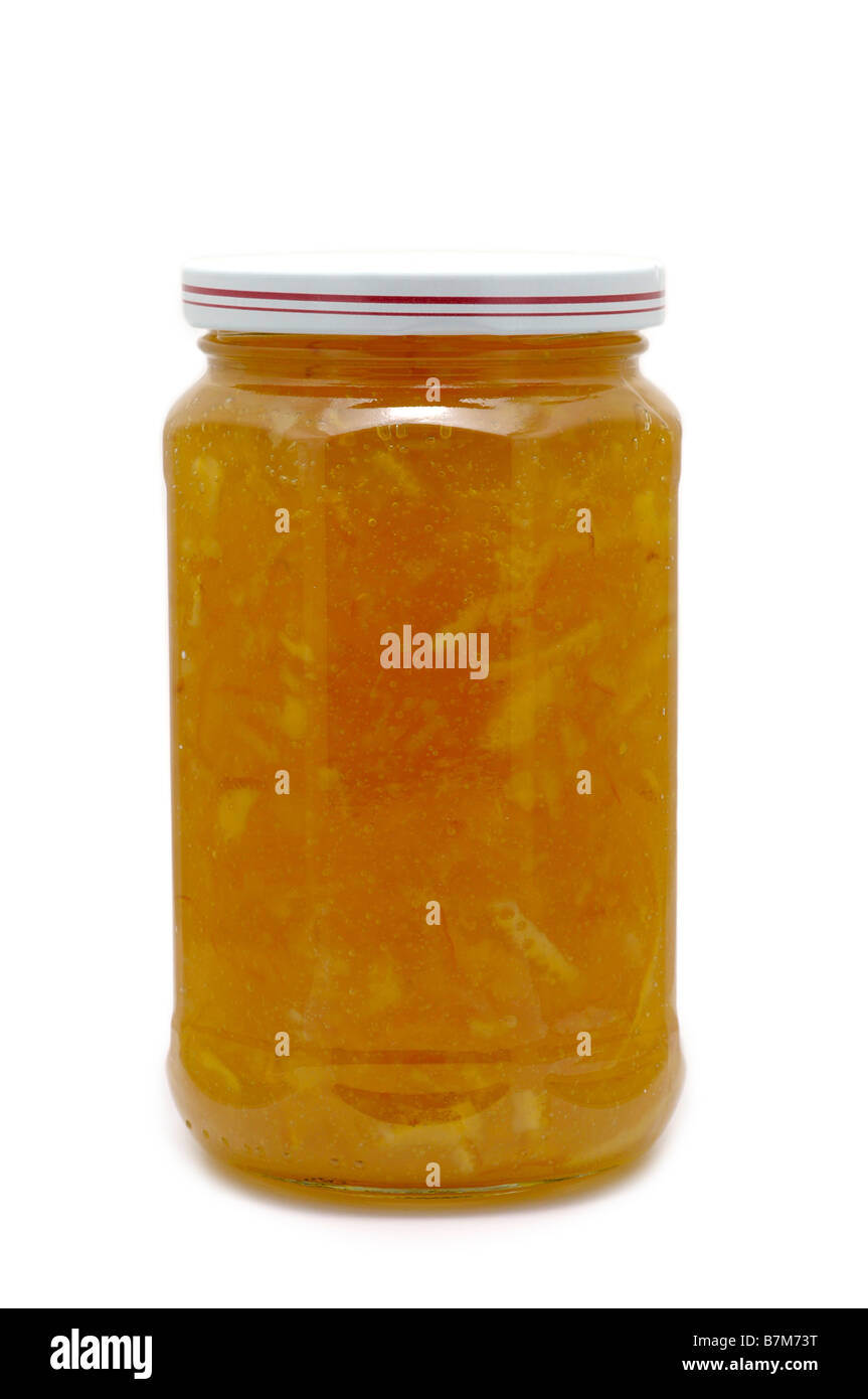 Glas mit Orangenmarmelade Stockfoto