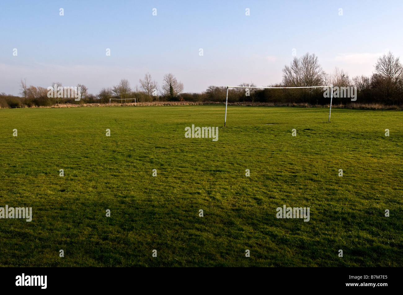Ein leeres Fußballfeld. Stockfoto
