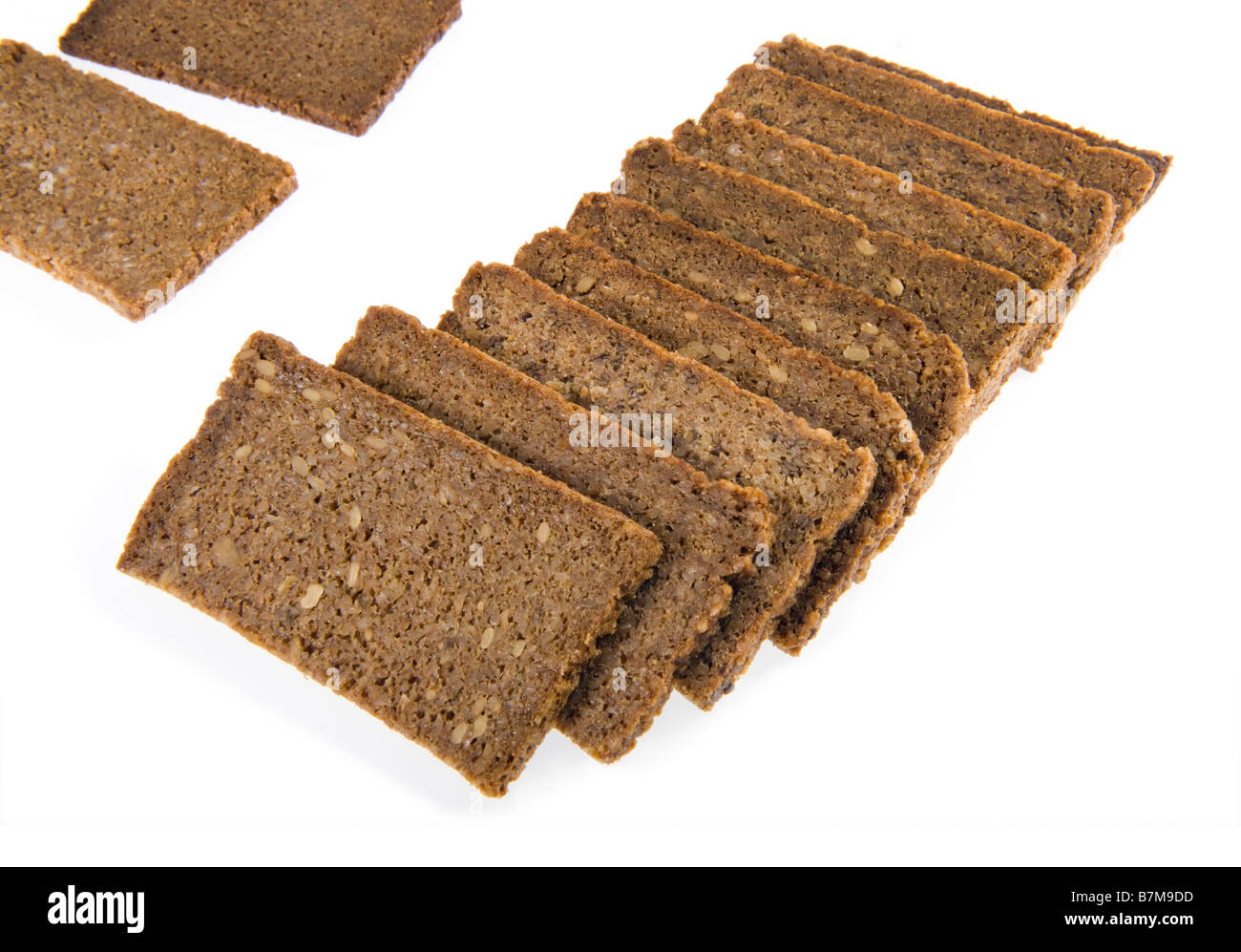 Scheiben Graubrot deutsche Vollkornbrot Mais ganz dunkle Brot Mais Getreide essen Lebensmittel Vollkorn Brot Vollkornbrot assortime Stockfoto
