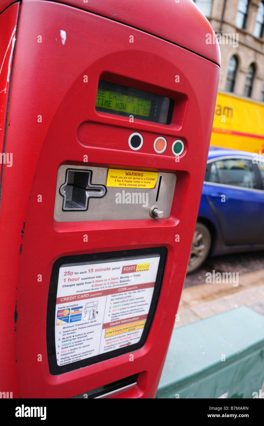 Straße Parkuhr/Fahrkartenautomat in Belfast Stockfoto