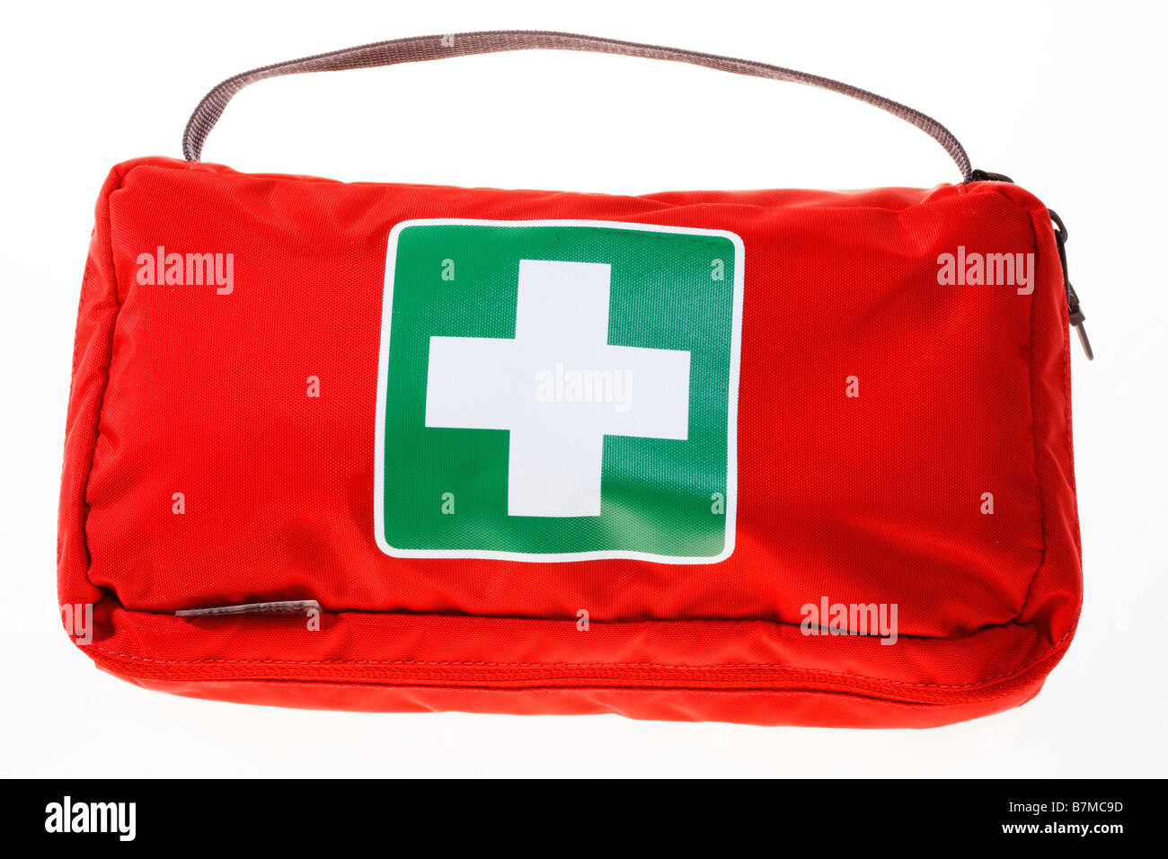 Erste-Hilfe-Kasten, Pack und mobile, persönliche Apotheke, Medikamente, für die Reise. Stockfoto