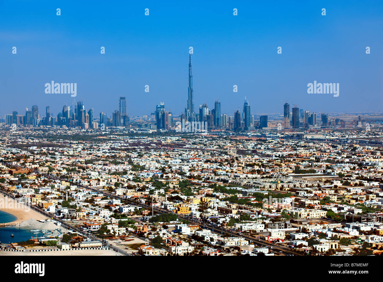Luftaufnahme über Dubai Stockfoto