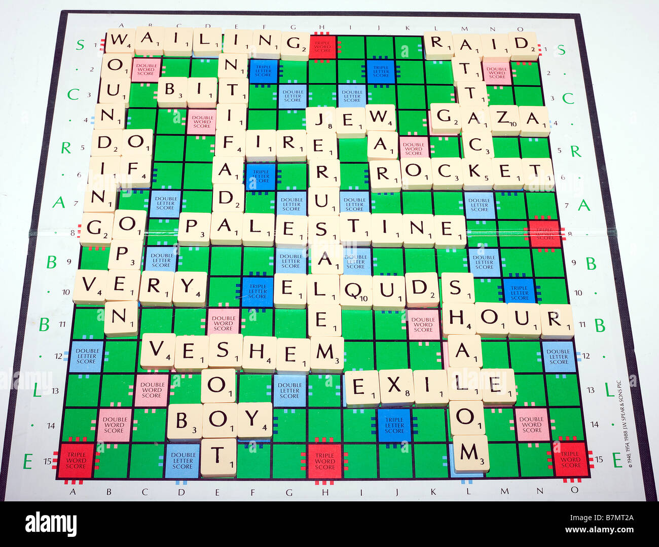 Eine Kreuzworträtsel Wörter verbunden, der Nahost-Konflikt, angeregt durch Maßnahmen in und um den Gaza-Streifen im Jahr 2009 Stockfoto