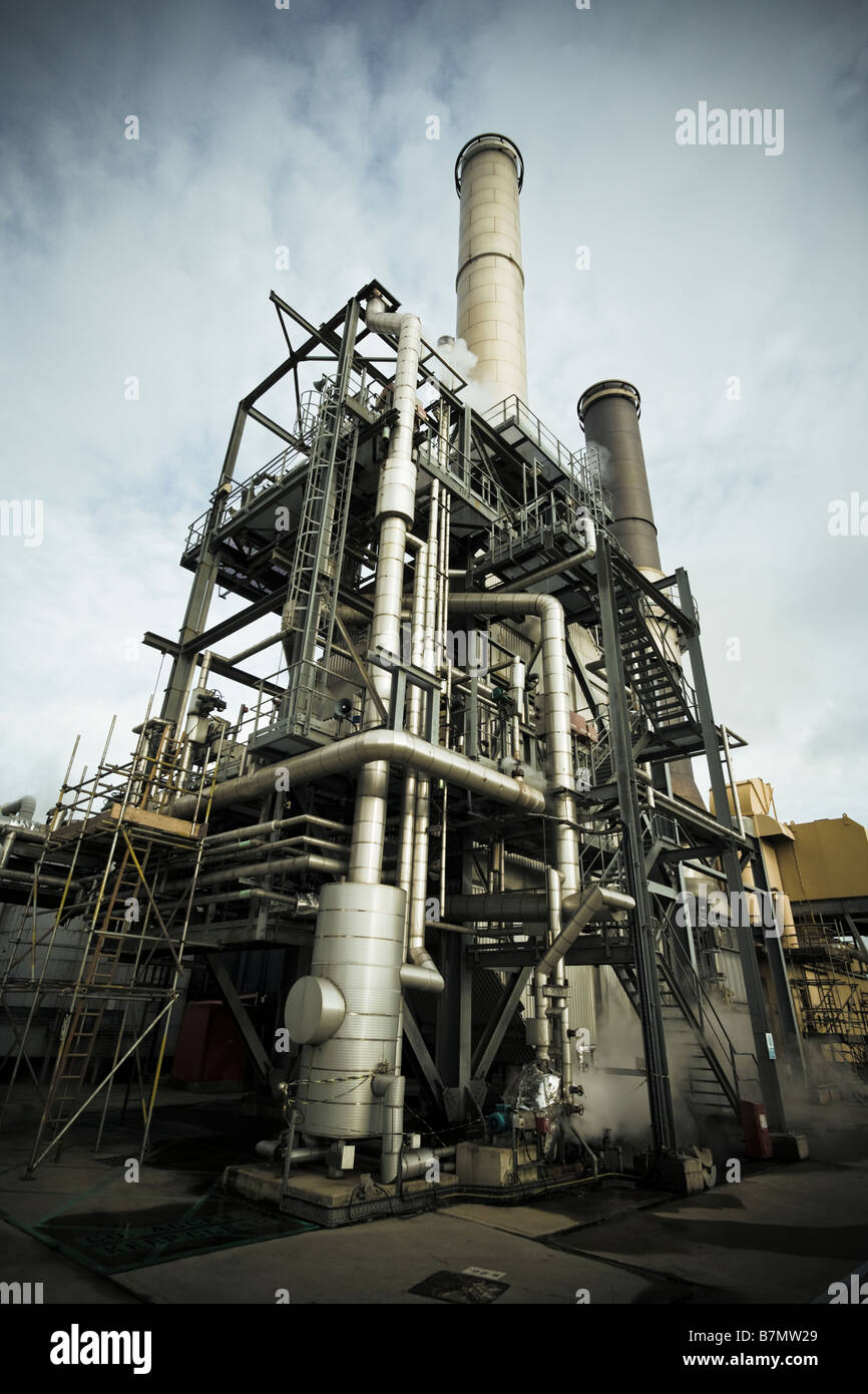 Die Architektur eines modernen Gases abgefeuert stehlen Rohre und Schornsteine - Kraftwerk, UK Stockfoto