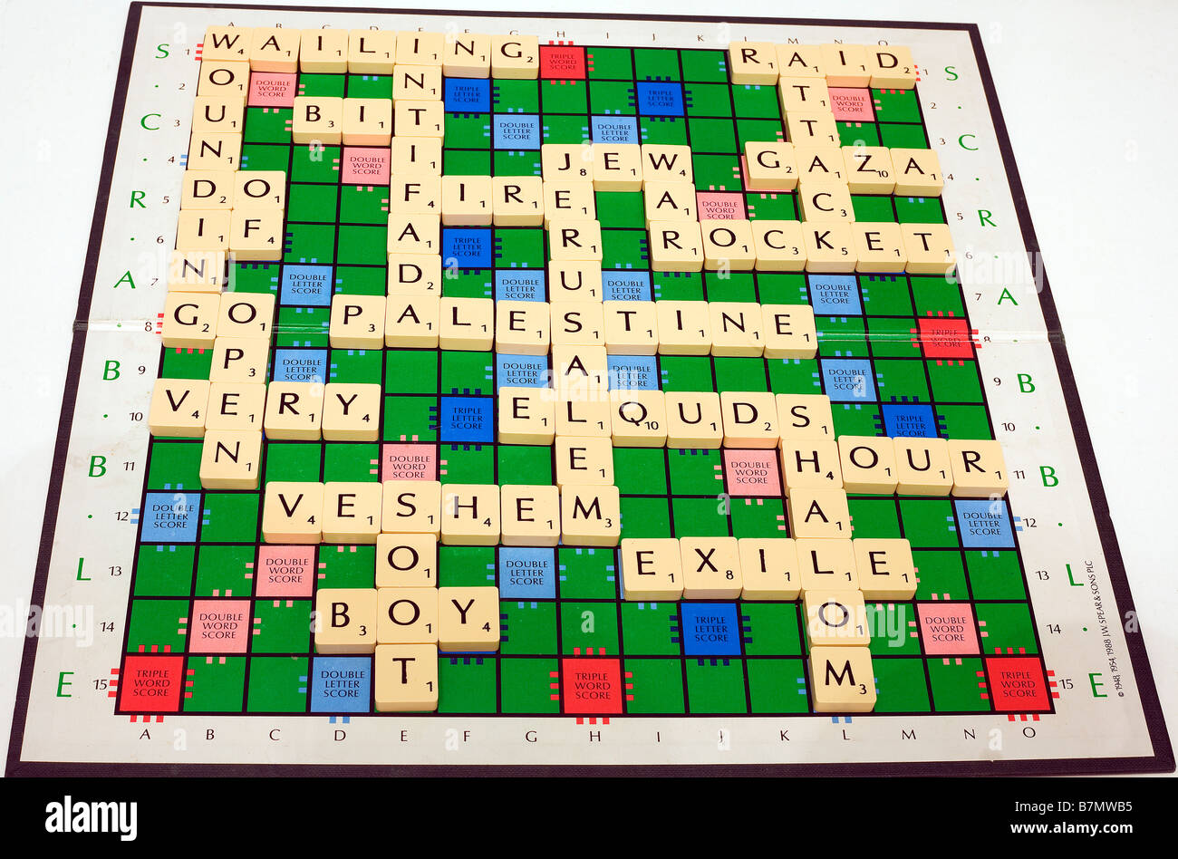 Eine Kreuzworträtsel Wörter der Nahost-Konflikt, insbesondere an das geschehen im und um den Gaza-Streifen im Jahr 2009 angeschlossen. Stockfoto