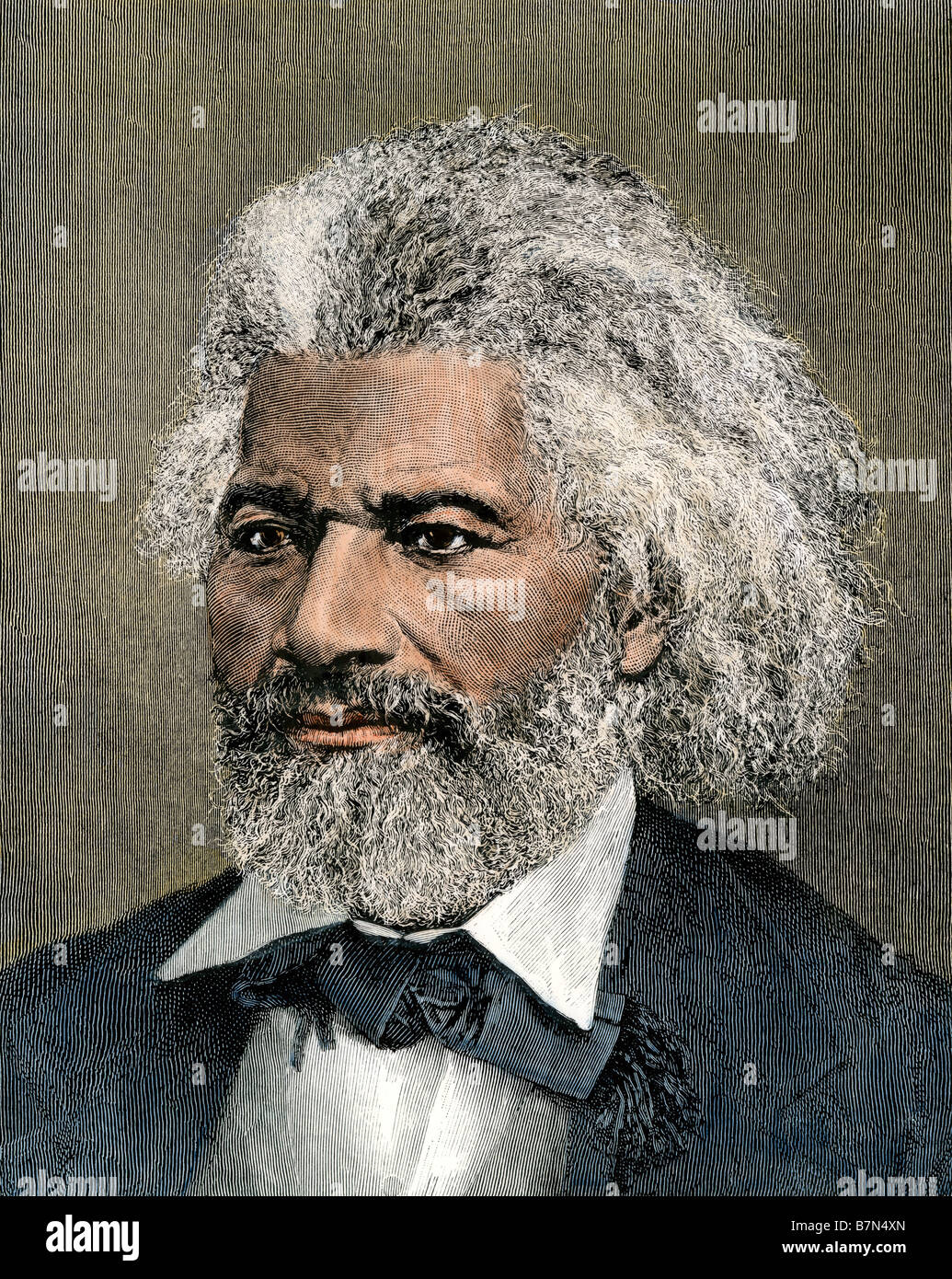 Frederick Douglass portrait. Hand - farbige Holzschnitt Stockfoto