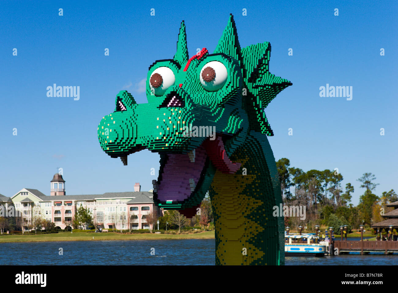 Brickley die Lego Seeschlange, Downtown Disney, Lake Buena Vista, Orlando, Zentral-Florida, USA Stockfoto