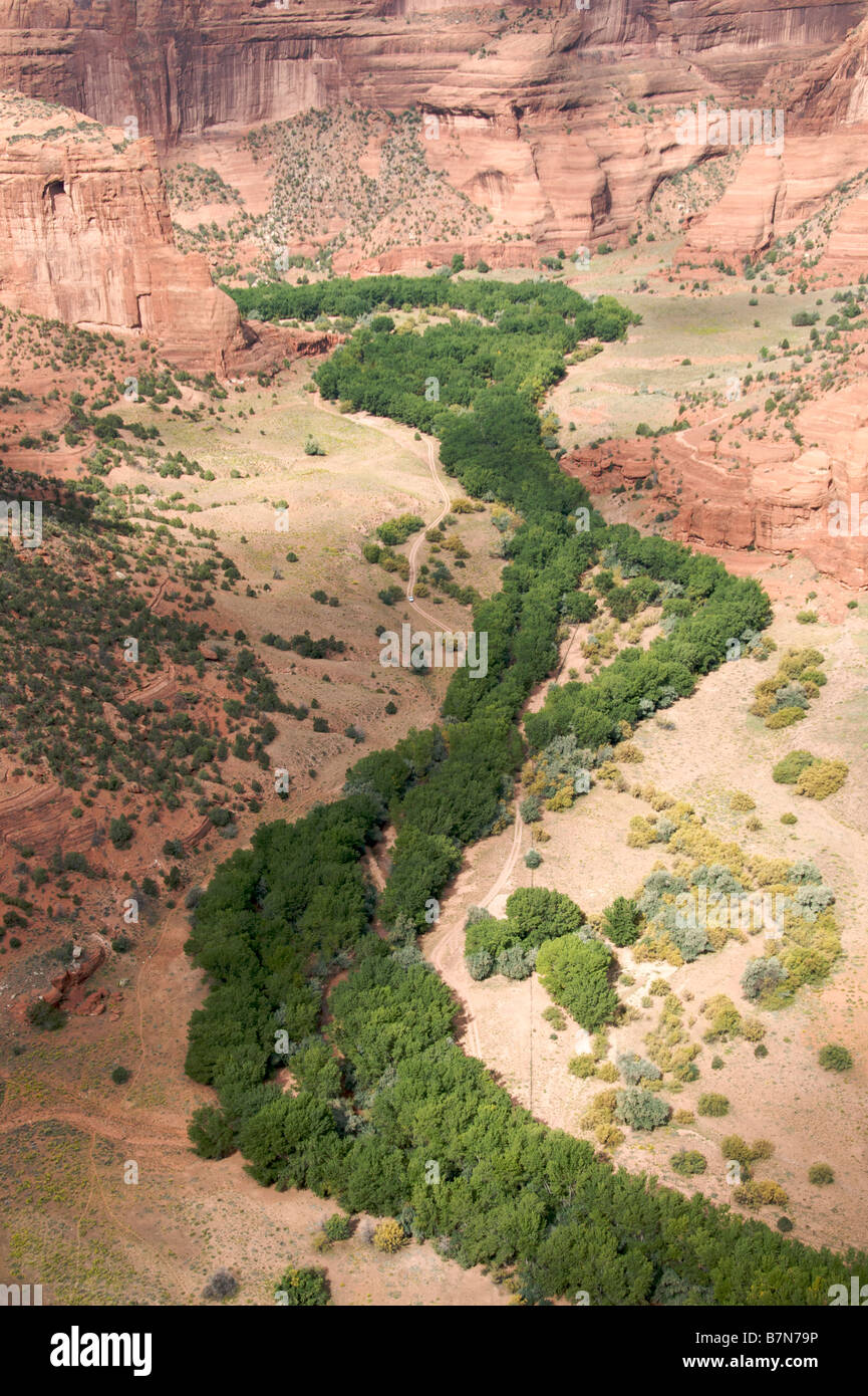 Vogelperspektive vom weißen Haus mit Blick auf Canyon de Chelly Arizona USA Stockfoto