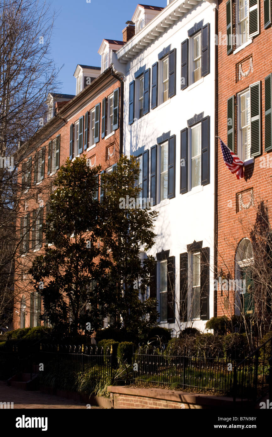 Exklusive Residenzen in N Street Georgetown, Washington D.C. Stockfoto