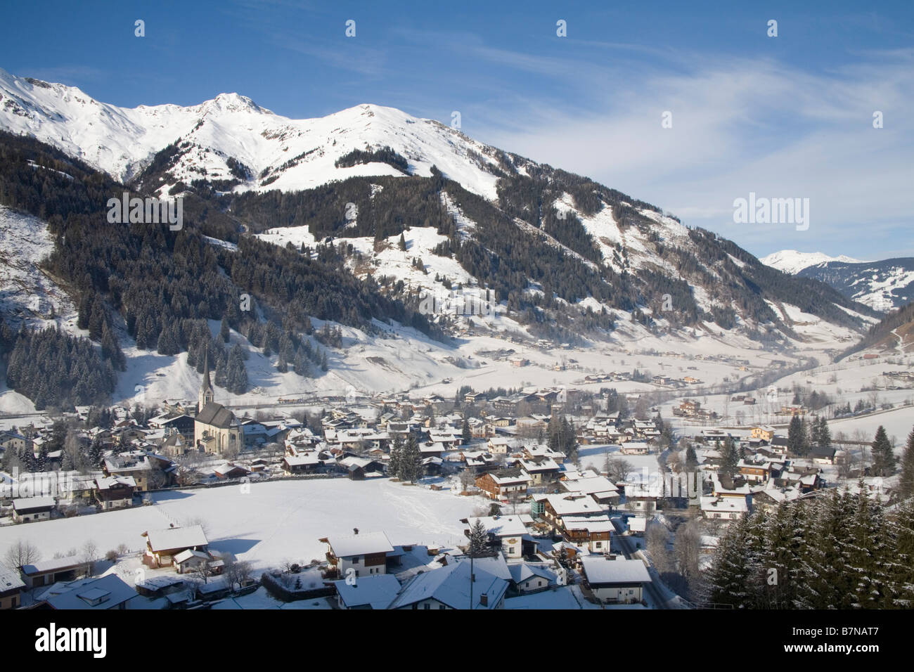 Rauris Österreich EU Januar auf diesem Skiort in den Rauriser Sonnen Tal an einem schönen Wintertag Wetter Stockfoto