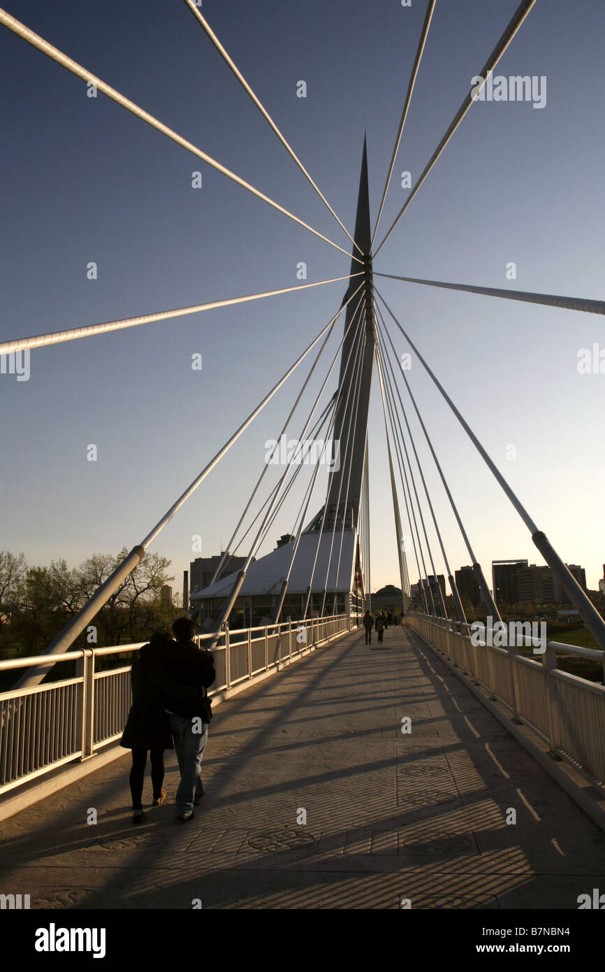 Esplanade Riel Brücke, Winnipeg, Manitoba, Kanada Stockfoto