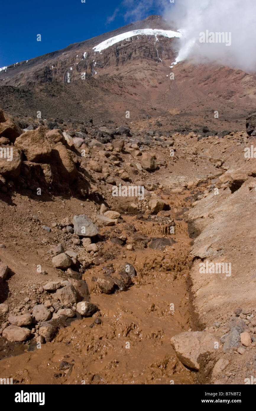 Gletscherbach in der Nähe von Lava Tower Kilimanjaro Tanzania Stockfoto