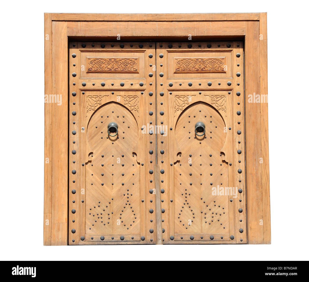 Arabischen Stil Holztür isoliert auf weiss Stockfoto