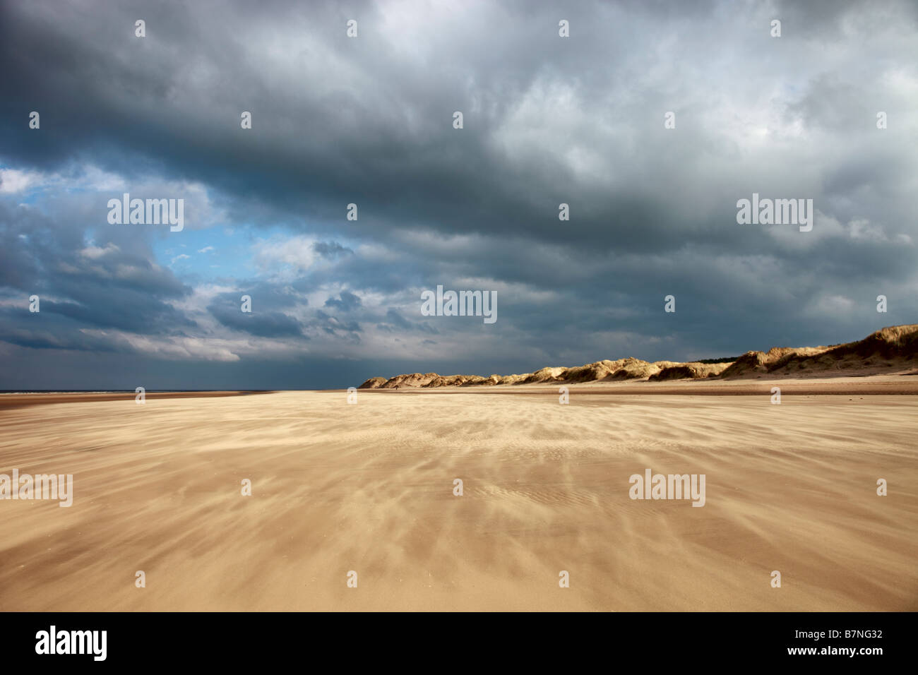Ainsdale Sand Dunes National Nature Reserve NNR Strand zeigen Erosion der frontalen Dünen Stockfoto