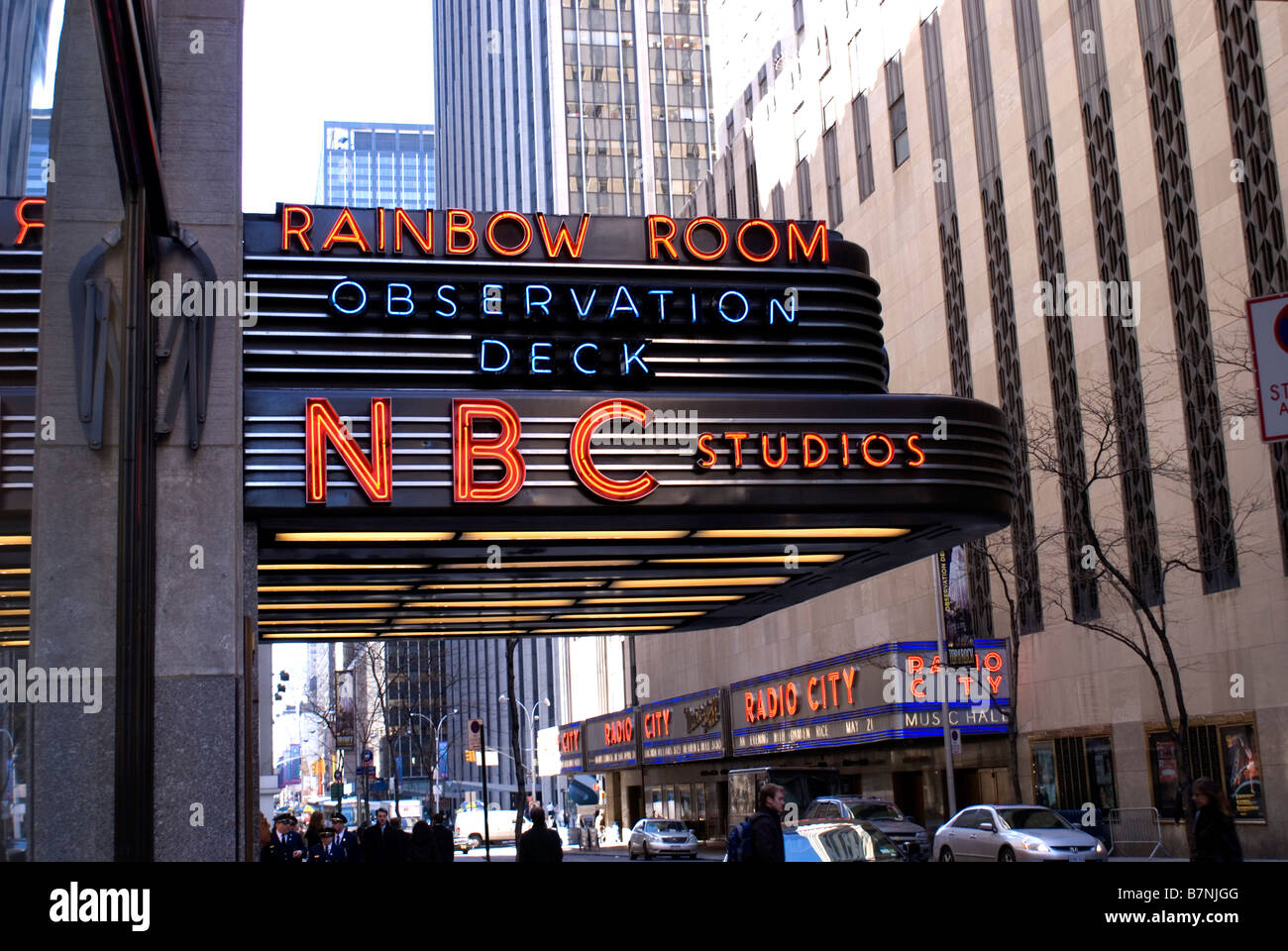 30 Rockefeller Plaza in New York, Haus von NBC-TV-Studios, der Rainbow Room Restaurant und oben auf der Rock-Sternwarte Stockfoto