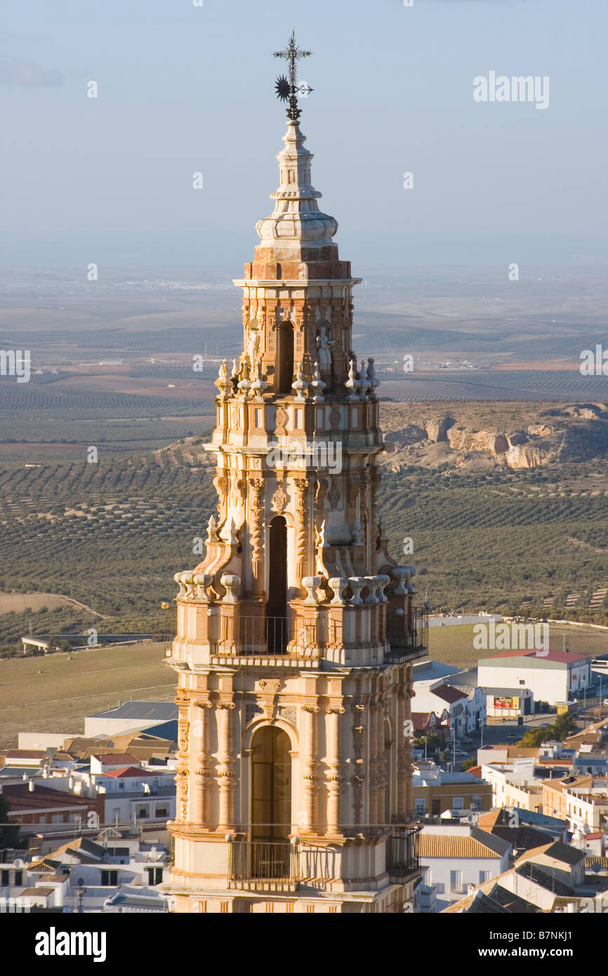 Estepa Sevilla Provinz Spanien Torre De La Victoria und Blick über die Stadt Stockfoto