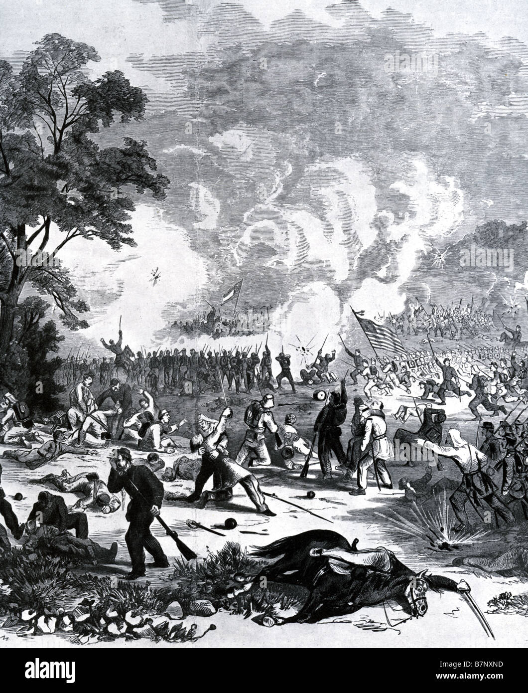 Schlacht des ersten am BULL RUN 21. Juli 1861. Ersten großen Schlacht im amerikanischen Bürgerkrieg Stockfoto