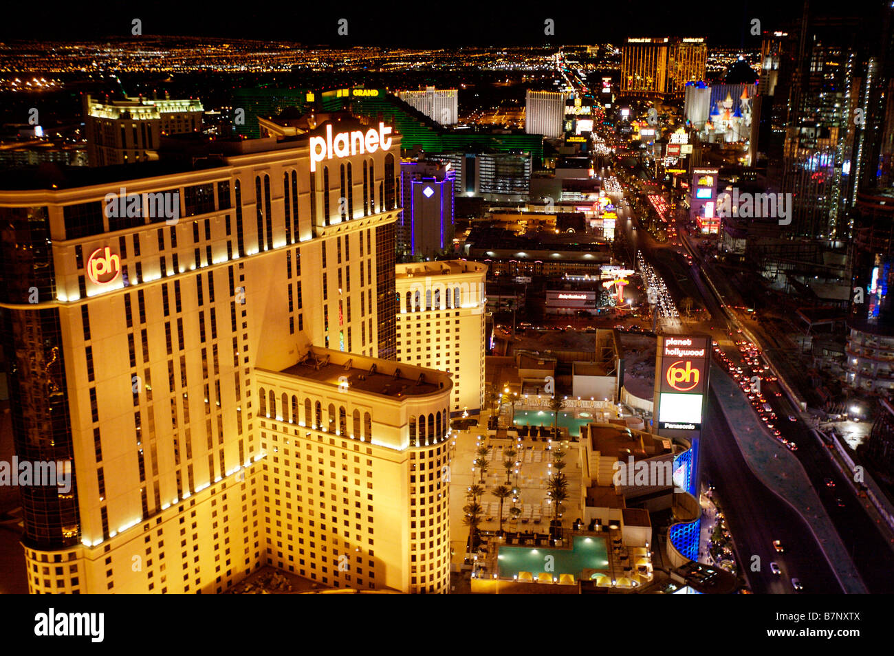 Der Streifen von oben auf den Eiffelturm Paris Hotel Stockfoto