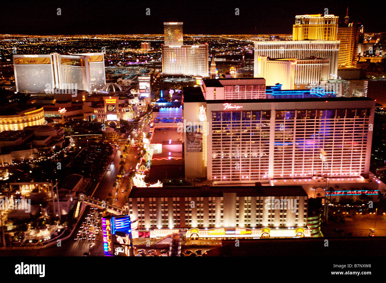 Der Streifen von oben auf den Eiffelturm Paris Hotel Stockfoto