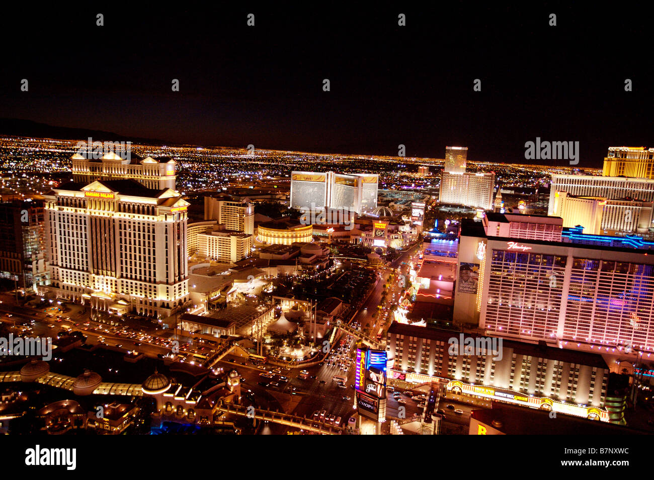 Der Streifen von oben auf den Eiffelturm Paris Hotel Stockfoto