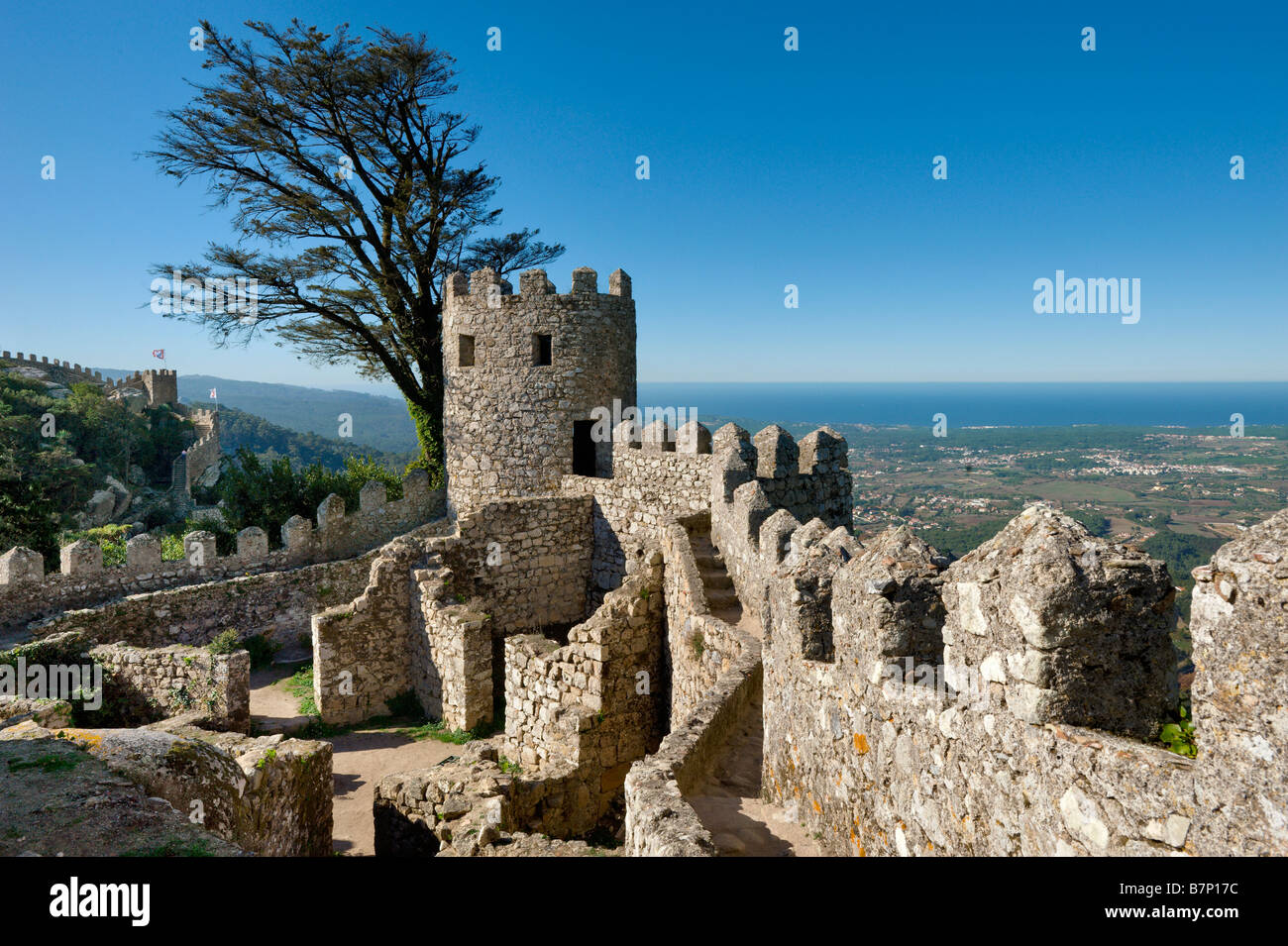 Lissabons Küste, Sintra, Castelo Dos Mouros - Burg der Mauren Stockfoto