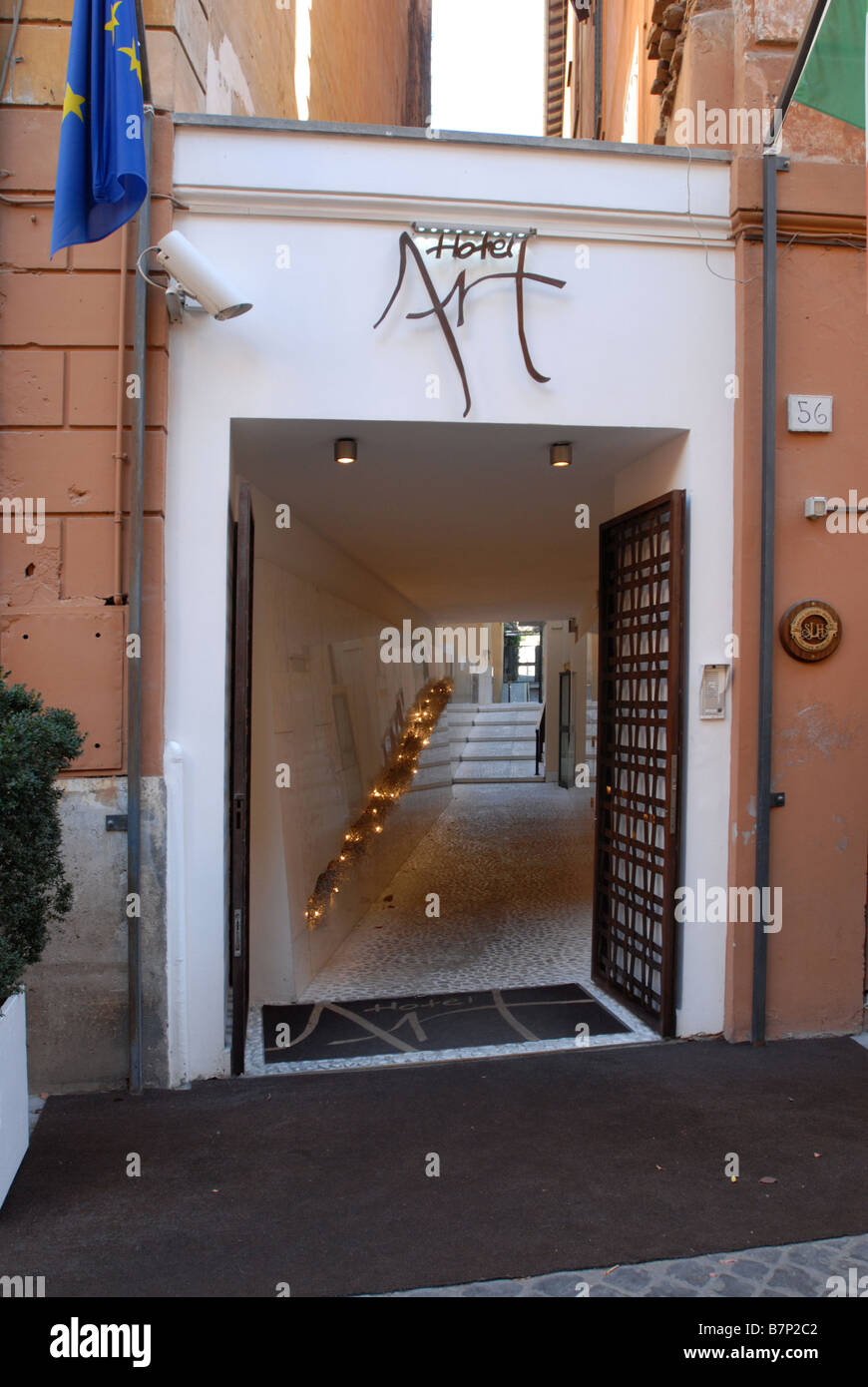 Eingang des Art Hotels in Rom Italien Stockfoto