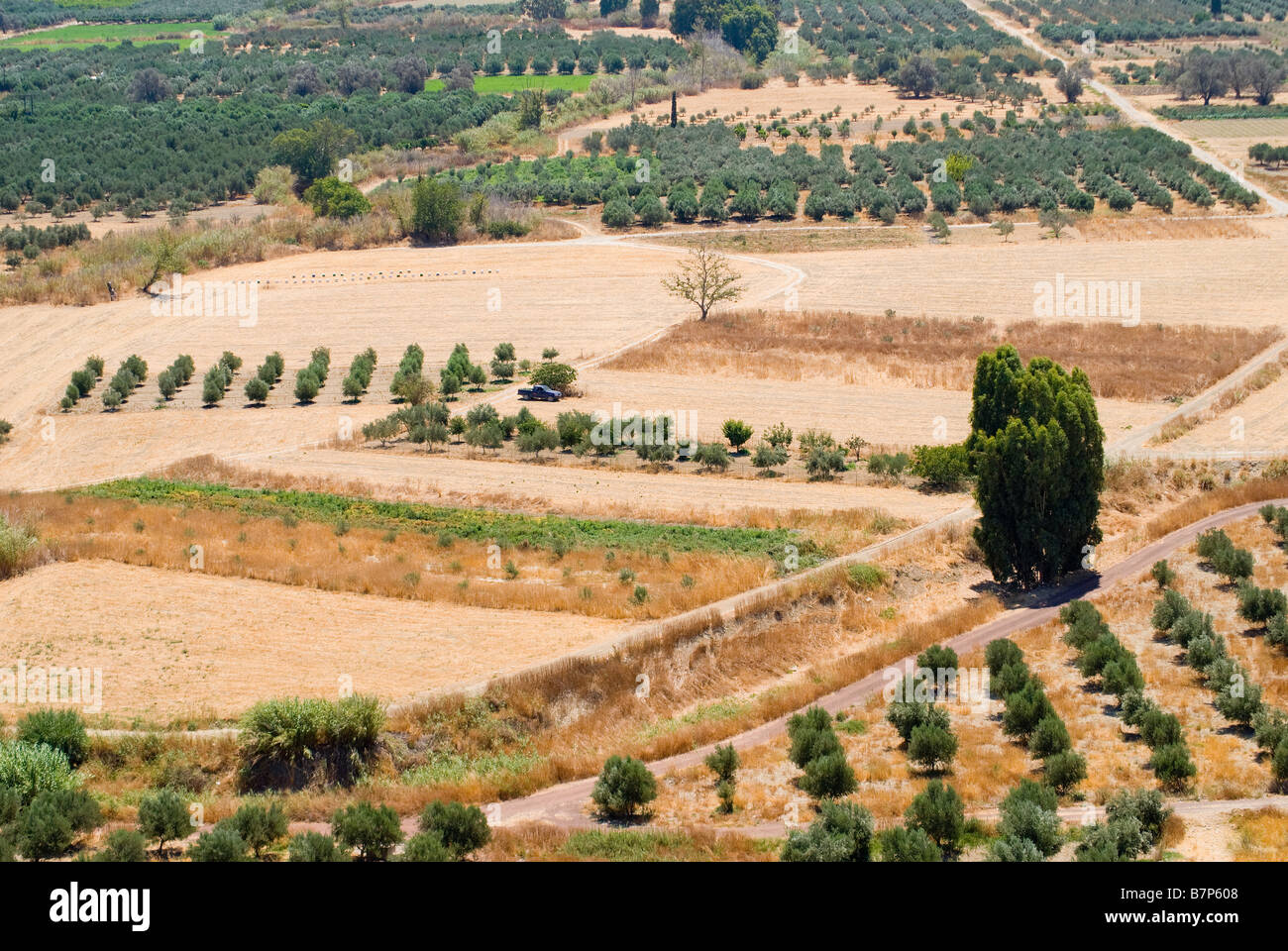 Phaestos, Kreta, Griechenland. Blick auf die Landschaft von Phaestos minoische Ausgrabungsstätte Stockfoto