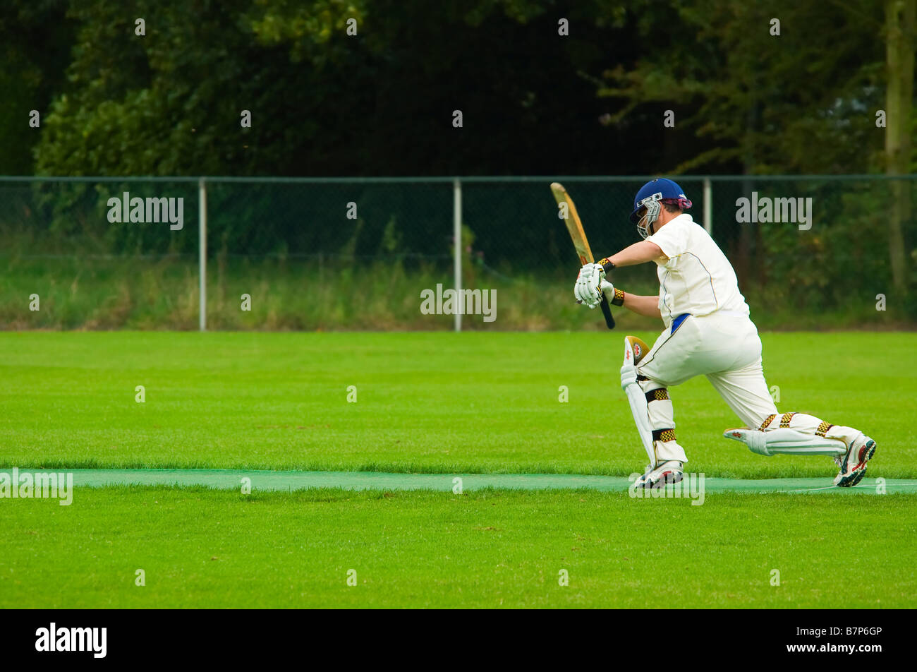 Cricketspieler in Aktion Stockfoto