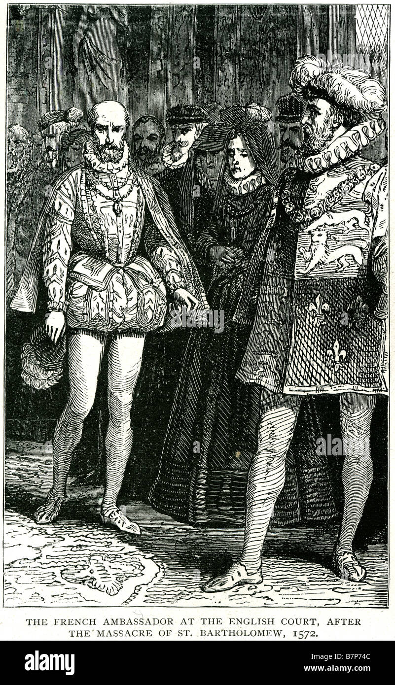 Französische Ambasador englischen Gericht Massaker St. Bartholomäus 1572 Massacre De La Saint-Barthélemy treffen Stockfoto