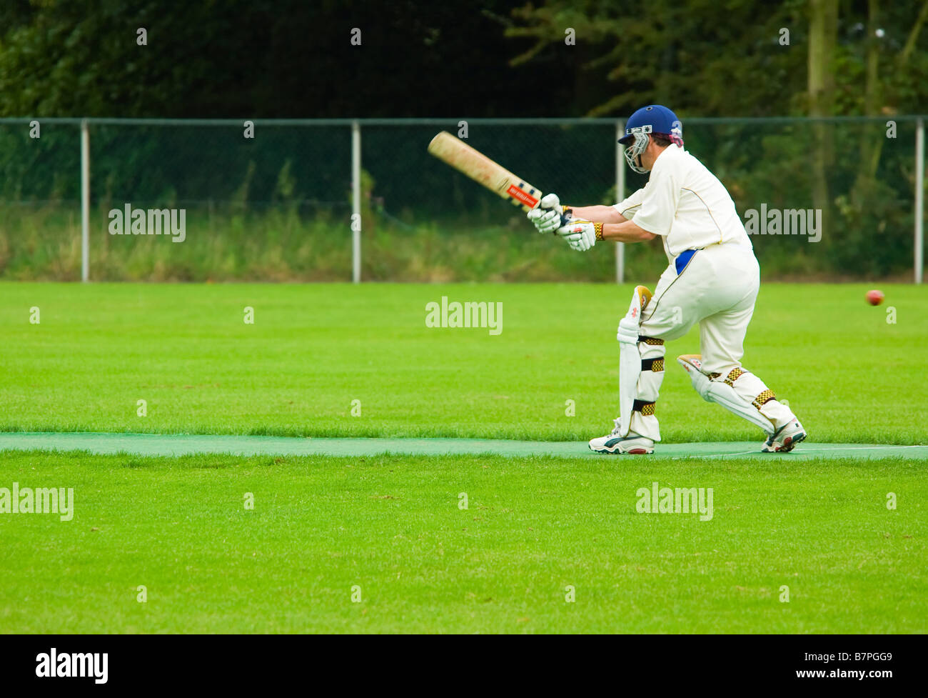 Cricketspieler in Aktion Stockfoto