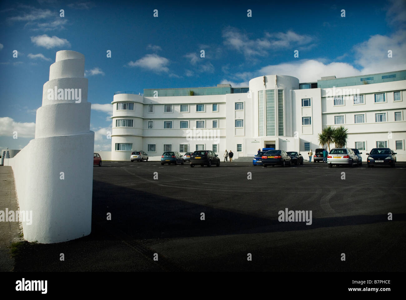 Das Midland Hotel Morecambe, einem restaurierten 30er Jahre Art Deco Gebäude. Stockfoto