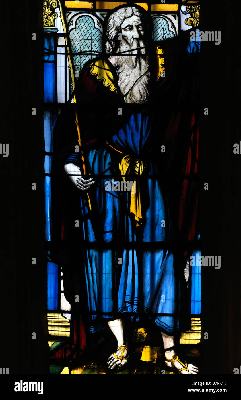 Glasmalerei Bild von Moses St Lawrence Kirche Morden Surrey England Stockfoto